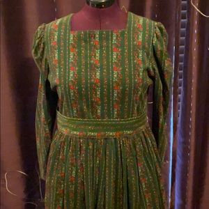 Laura Ashley green/red corduroy dress Christmas